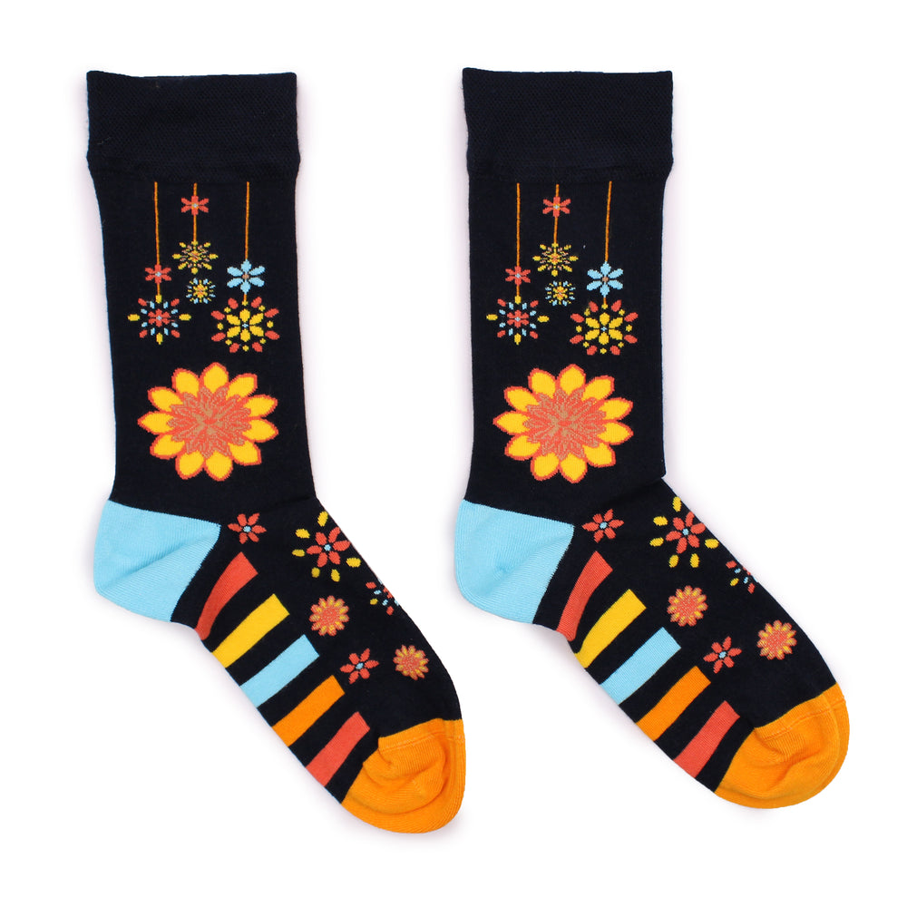 Calcetines orgánicos - Mándala de Flores talla 41-46, diseño floral en tejido orgánico certificado - equilibrio y bienestar