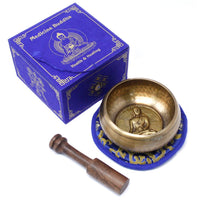 Cuenco tibetano set Medicina Buda, 10 cm de diámetro y 500 g mínimo, pieza circular para meditación - Armonía energética