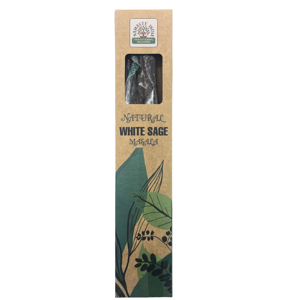 Incienso Botánico Natural Masala - varilla de Salvia Blanca, resinas, combustión prolongada - limpieza energética profunda