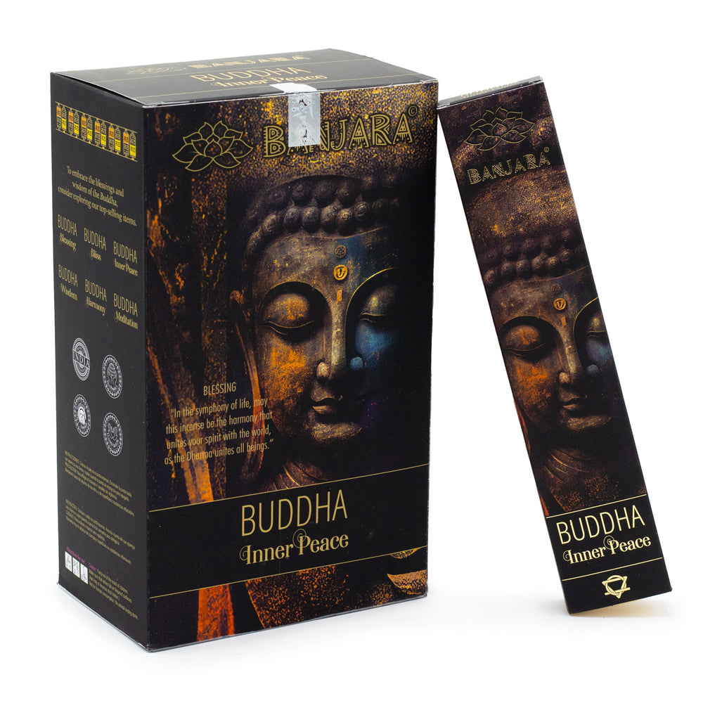 Incienso Buda Banjara Paz Interior: varilla botánica Masala, color marrón claro; elaborado en India - calma profunda