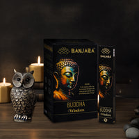 Incienso Buda Banjara Sabiduría, varilla botánica natural Masala de India, artesanal; aroma calmante - claridad mental