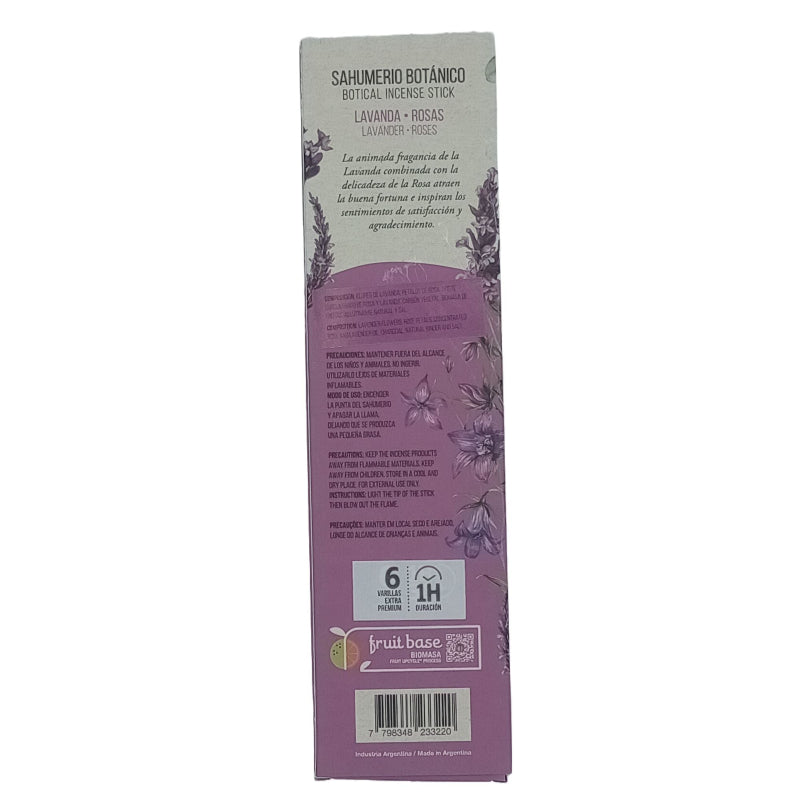 Incienso botánico en varilla, color claro, lavanda y rosas, 100% natural - purificación y armonización del espacio