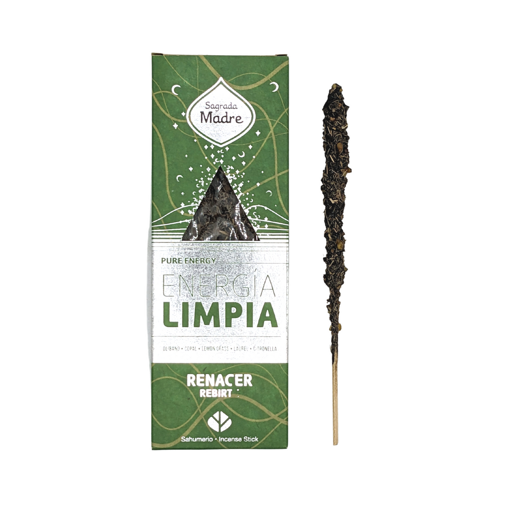 Incienso Sahumerio Energía Limpia Renacer, varilla en formato compacto; aroma fresco. 100% natural. - purifica y renueva