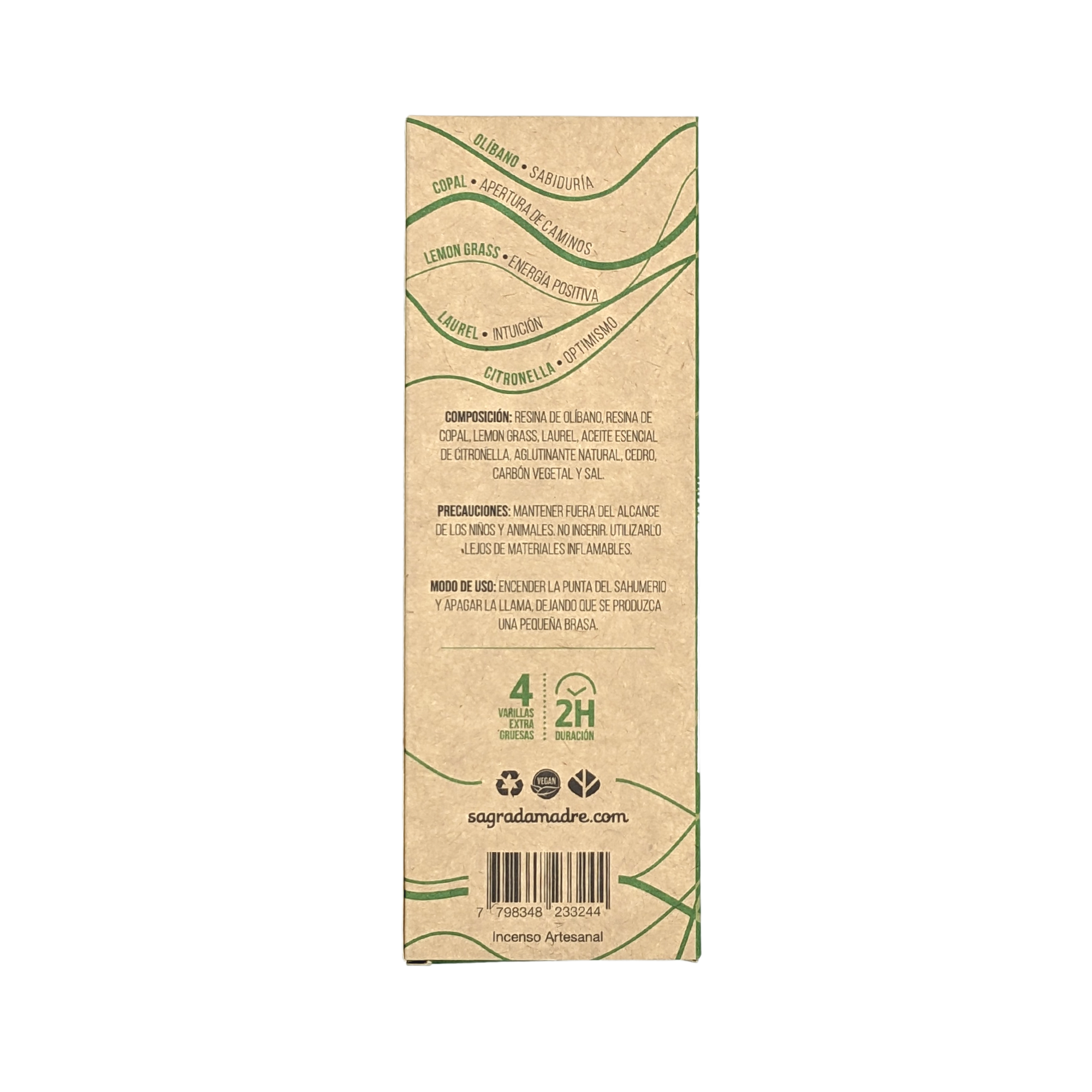 Incienso Sahumerio Energía Limpia Renacer, varilla en formato compacto; aroma fresco. 100% natural. - purifica y renueva