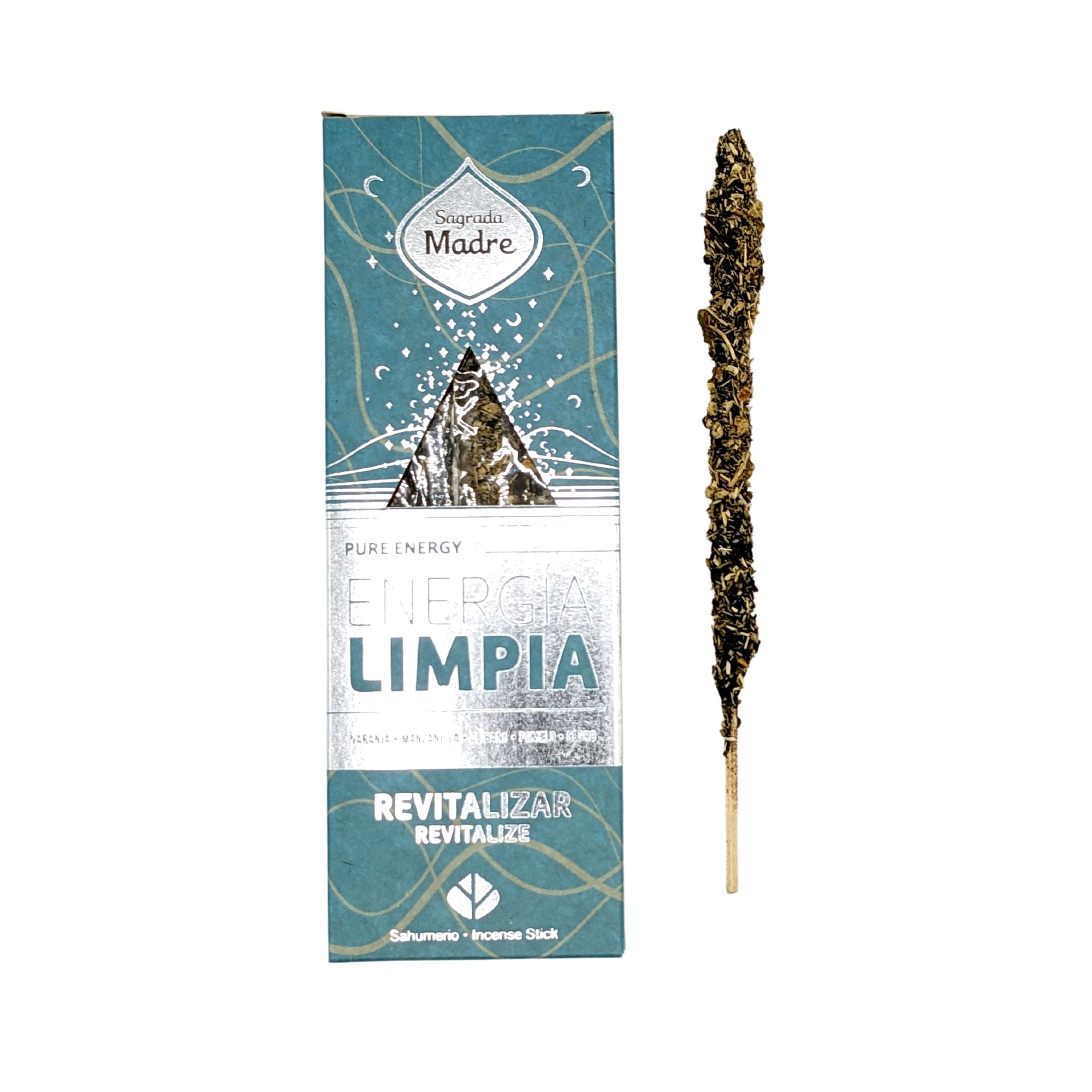 Incienso Sahumerio Energia Limpia para Revitalizar con varilla y cajita