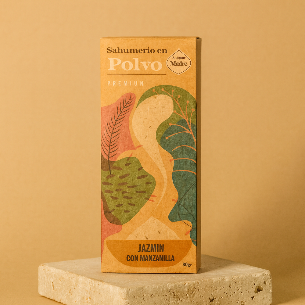 Incienso en Polvo de Jazmín con Manzanilla, polvo de 60 g para defumar - favorece optimismo y paz interior