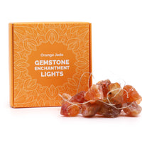 Guirnalda LED con Jade Naranja Natural, piedras auténticas y cable ligero, luz cálida - aporta vitalidad