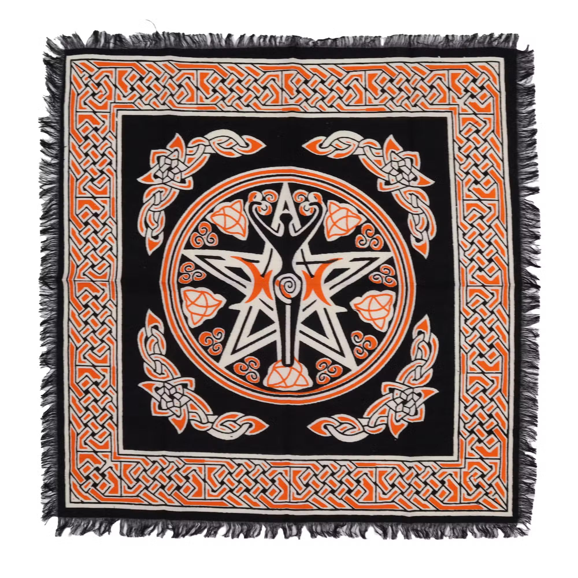 Mantel de altar esotérico 50x50 cm, con flecos, tejido y motivos naturales Madre Tierra - crea un espacio sagrado y armonioso