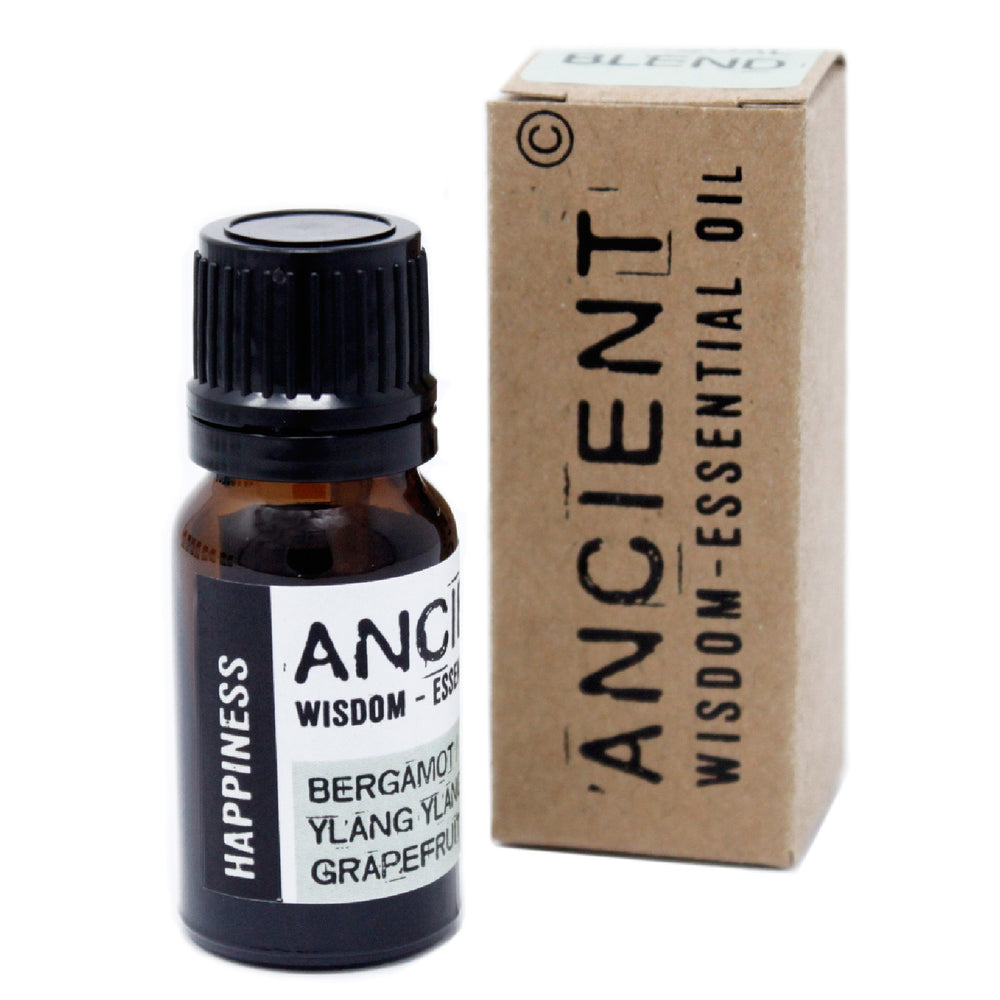 Mezcla de Aceites Esenciales para la Felicidad - frasco ámbar de 10 ml con etiqueta - eleva el ánimo y reduce el estrés