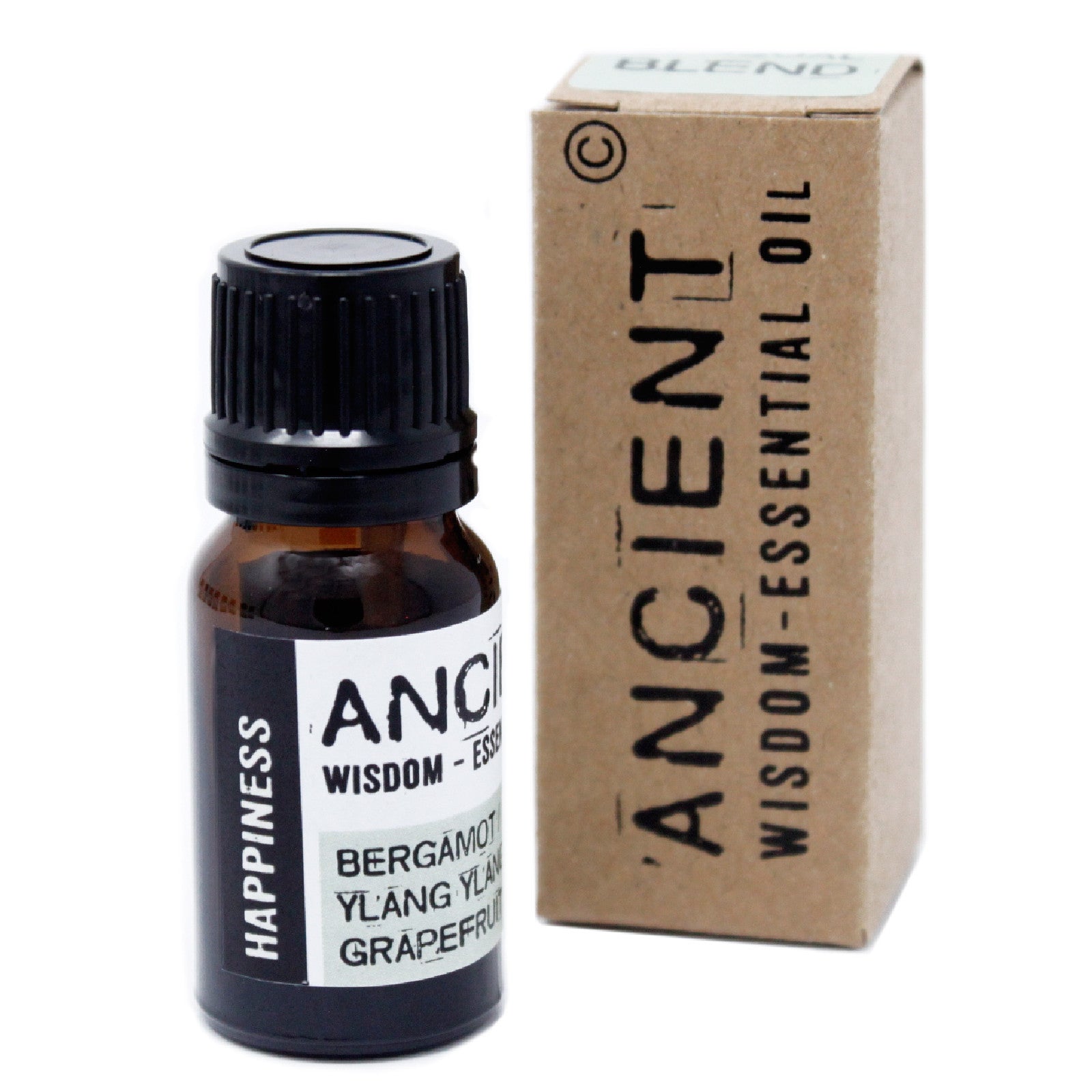 Mezcla de Aceites Esenciales para la Felicidad - frasco ámbar de 10 ml con etiqueta - eleva el ánimo y reduce el estrés