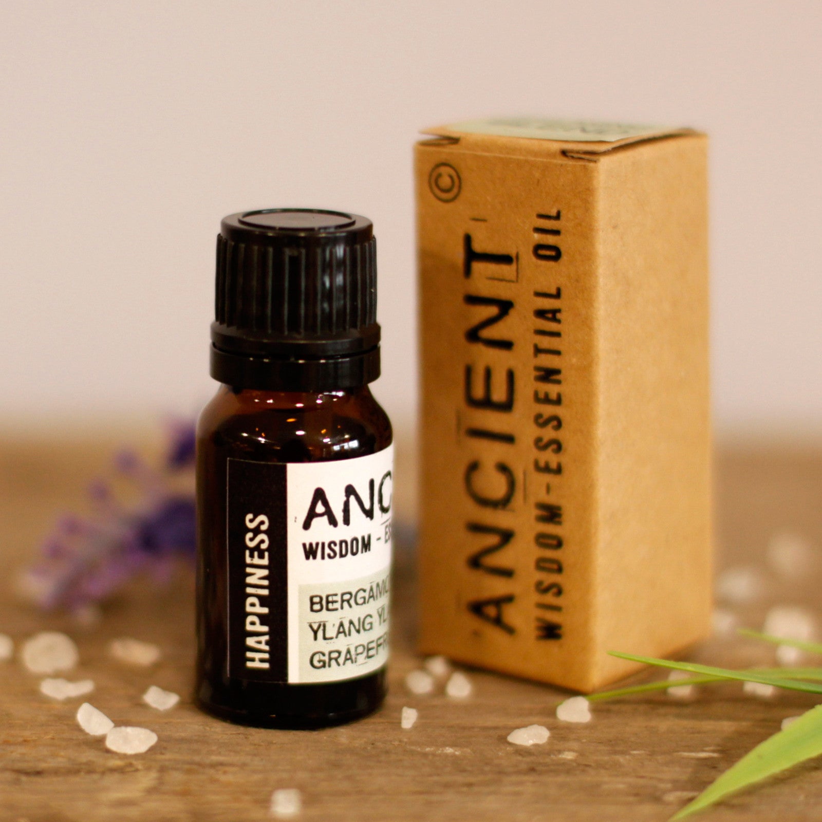Mezcla de Aceites Esenciales para la Felicidad - frasco ámbar de 10 ml con etiqueta - eleva el ánimo y reduce el estrés