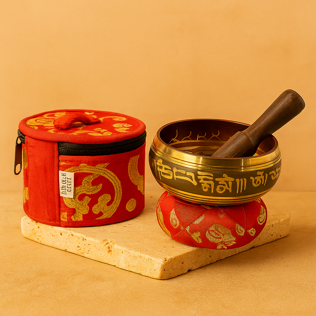 Mini Cuenco tibetano Set de Regalo - Rojo