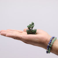 Aventurina verde mini árbol de piedras preciosas sobre base de madera, 15 gemas, 10-15 cm - Salud, suerte y bienestar