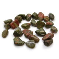 Unakita - piedra tumbada (rodada), natural, pequeñas, en verde y rosa, únicas - equilibrio emocional y crecimiento