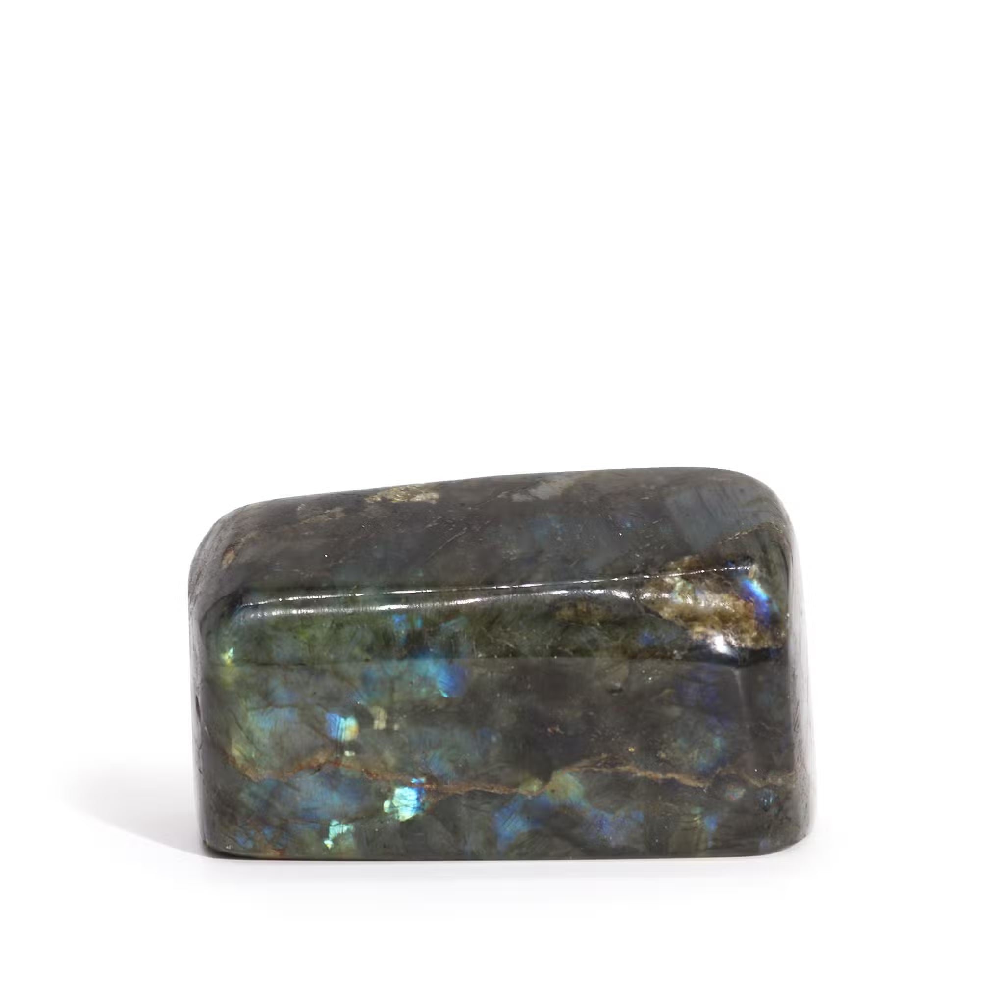 Labradorita Madagascar piedras medianas 250-370 g 65-90 mm iridiscente azul-verde - brinda claridad y equilibrio