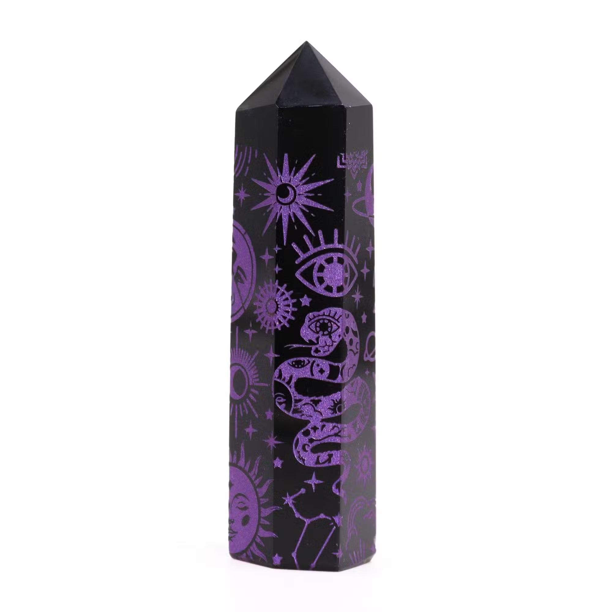 Puntas de Obsidiana Negra - Historia Mística - Morado Profundo