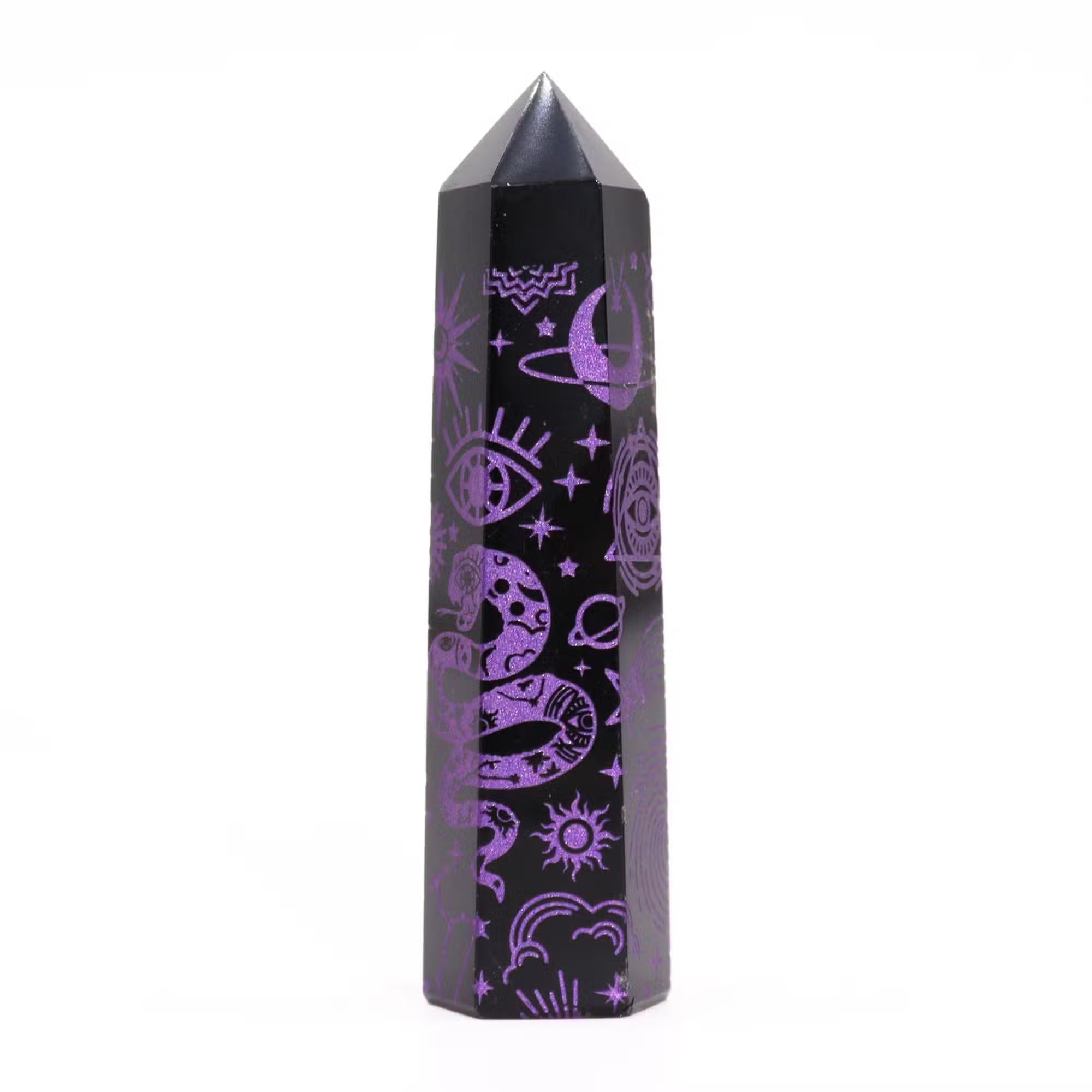 Puntas de Obsidiana Negra - Historia Mística - Morado Profundo