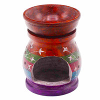 Quemador de Aceite de Esteatita con Hamsa colorida, 10 cm de altura, cuenco desmontable—favorece aromaterapia y armonía