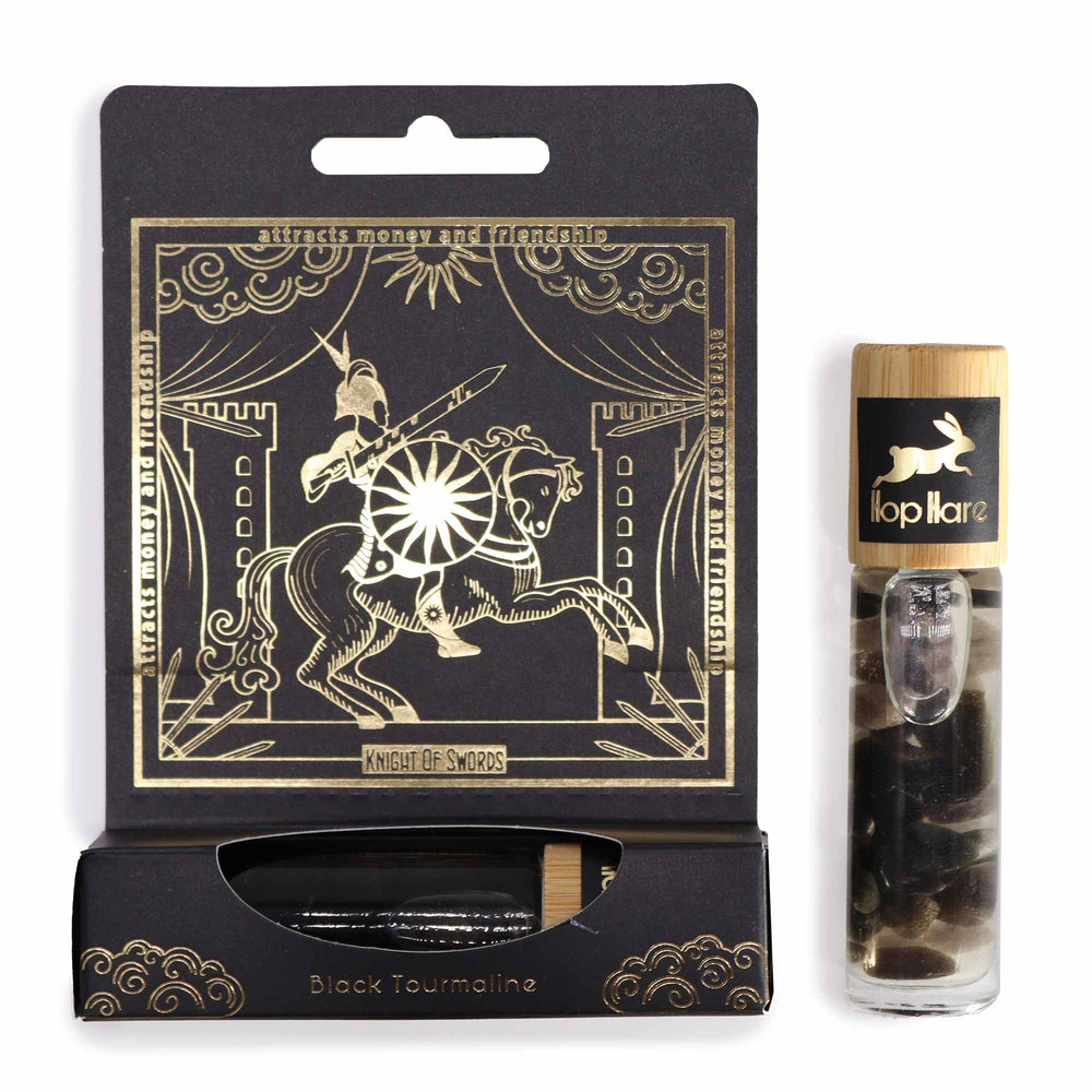 Roll-On Turmalina Negra: frasco de cristal y tapa de bambú, 10 ml, piedras – protección y equilibrio - claridad mental