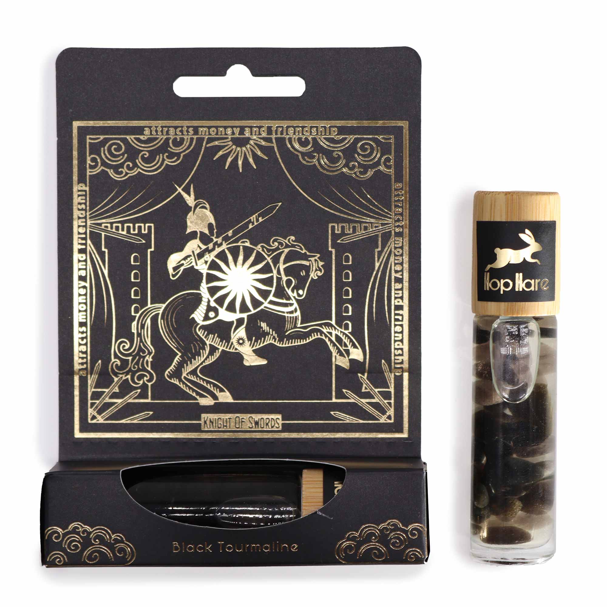 Roll-On Turmalina Negra: frasco de cristal y tapa de bambú, 10 ml, piedras – protección y equilibrio - claridad mental