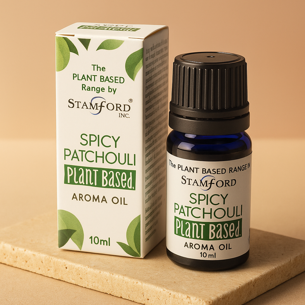 Aceite Esencial Spicy Patchouli, botella de vidrio azul 10 ml, aroma amaderado, para difusor - favorece concentración