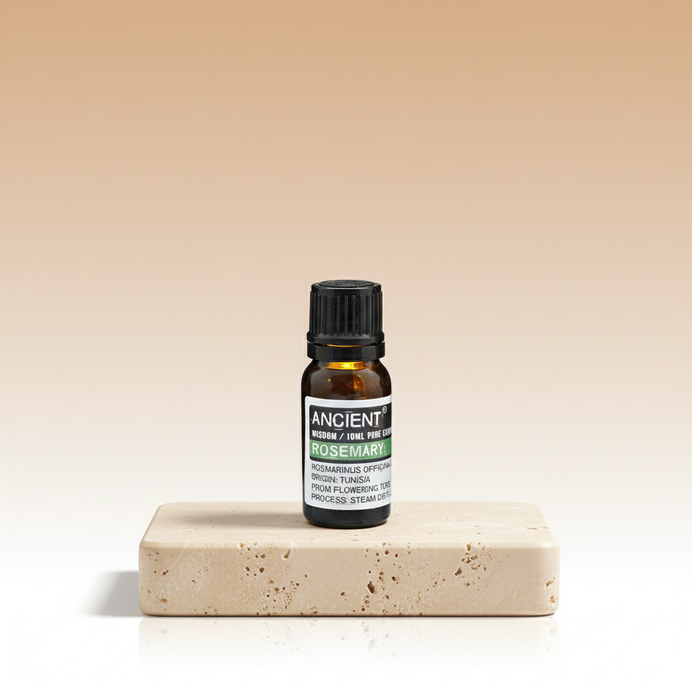 Aceite esencial de romero, frasco de vidrio ámbar 10 ml con gotero - estimula la mente.