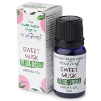 Sweet Musk - botella de vidrio ámbar 10 ml, aceite aromático vegetal, compacto para difusores - genera calidez y serenidad