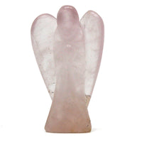 Ángel de Cristal de Cuarzo Rosa, tallado a mano en cuarzo rosado, 3 cm x 2 cm, acabado pulido suave - amor y protección.