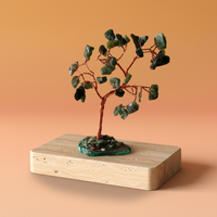 Árbol de aventurina verde sobre base de ágata verde, 35 piedras - favorece la manifestación de deseos y armonía