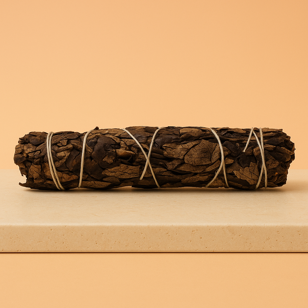 Atado de Salvia Negra, hierbas secas en cilindro alargado de 22,5 cm, marrón verdoso - purificación y protección
