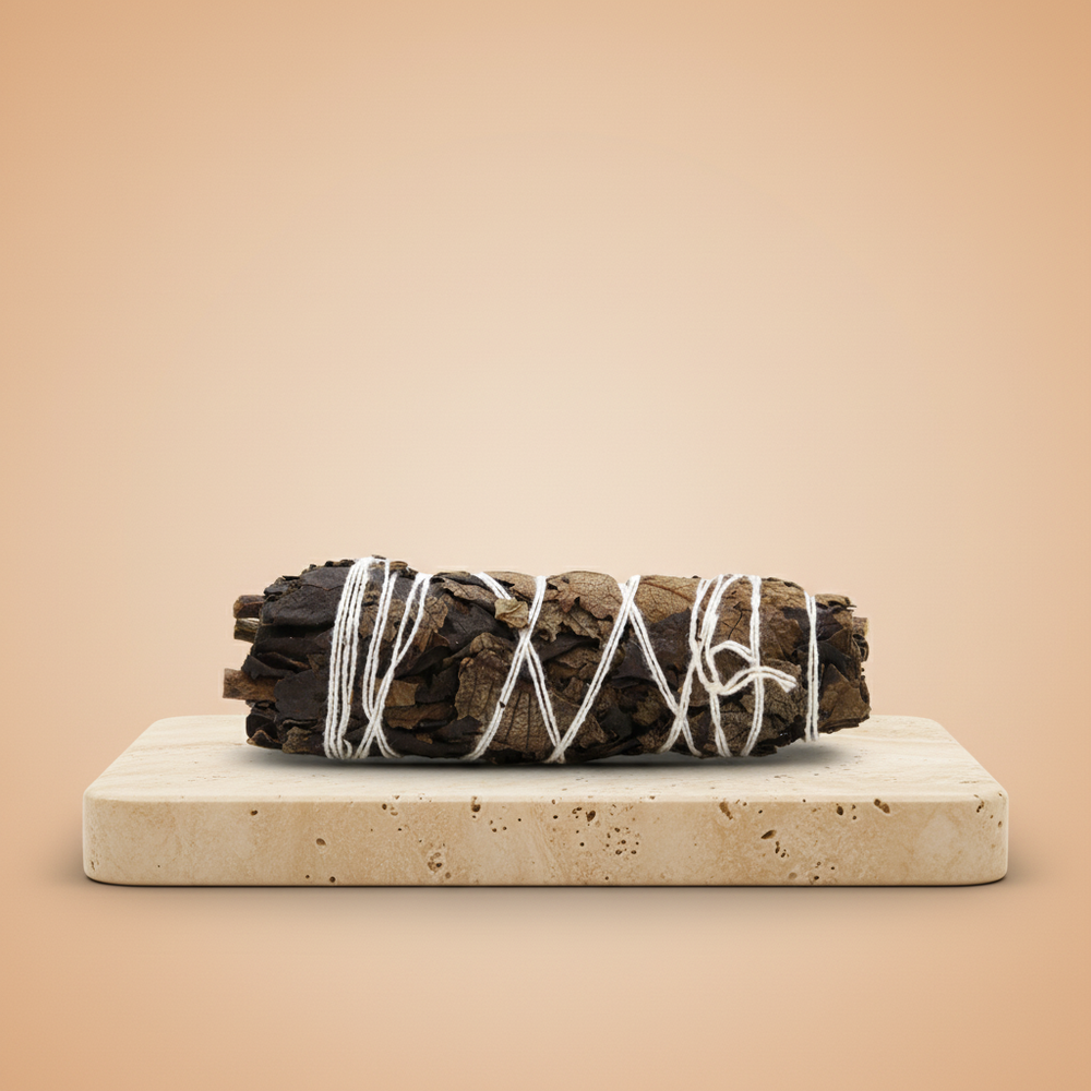 Atado de salvia negra, 10 cm, con envoltorio kraft; pieza natural, compacta - armonía energética