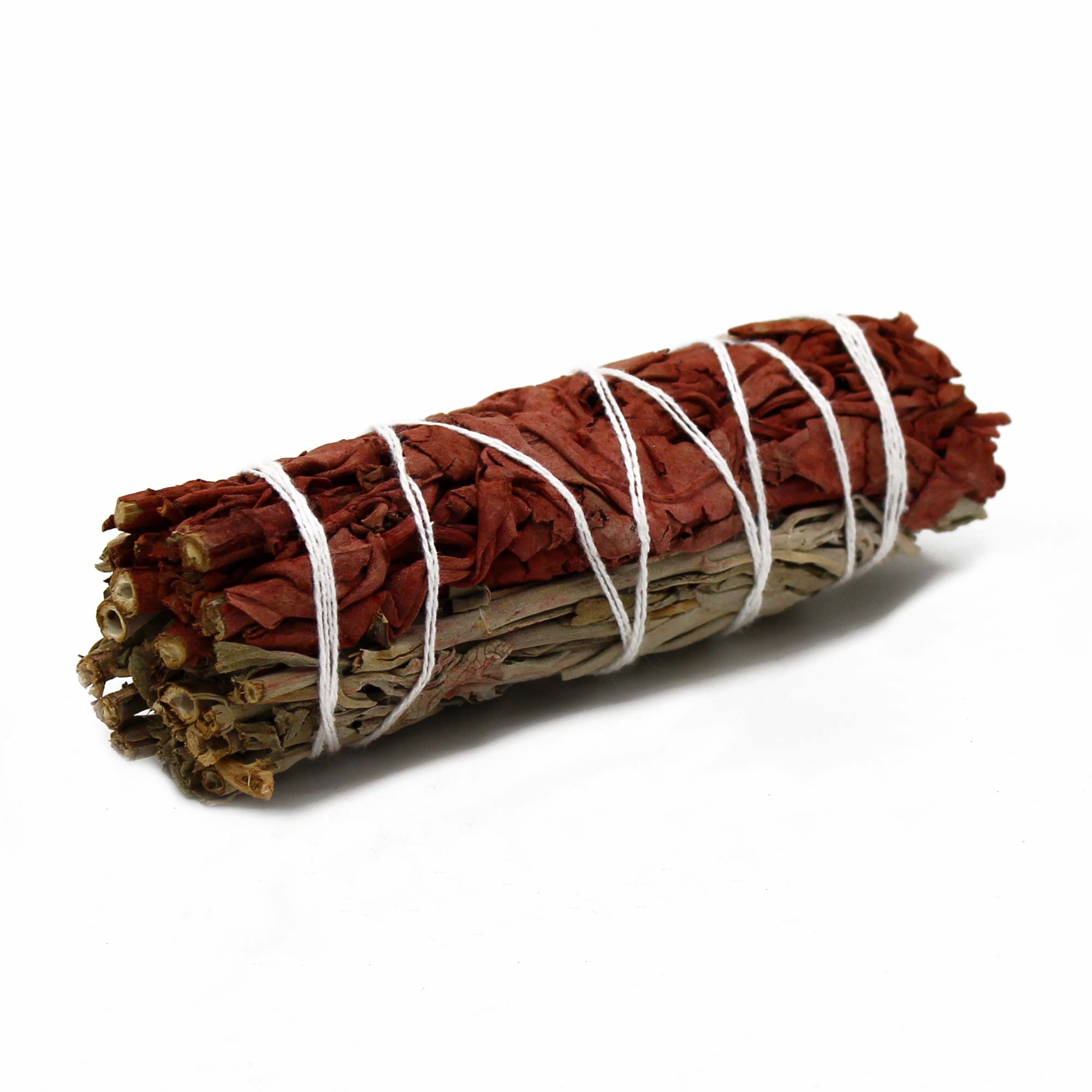 Atado de Salvia Blanca y Sangre del Dragón, artesanal cilindro 12 cm x 4 cm, colores verde-ámbar - purificación y protección