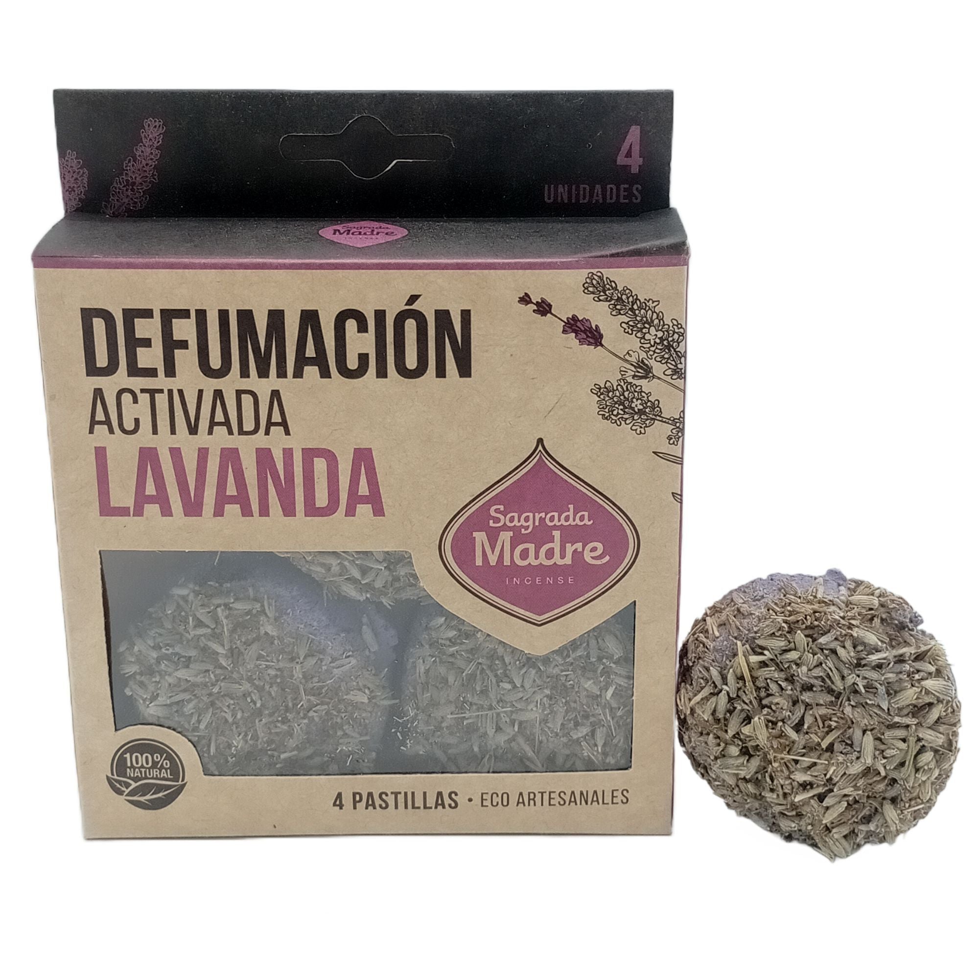 Pastillas de Incienso en Resina defumación activada con lavanda natural, pack 4 - para paz y relajación