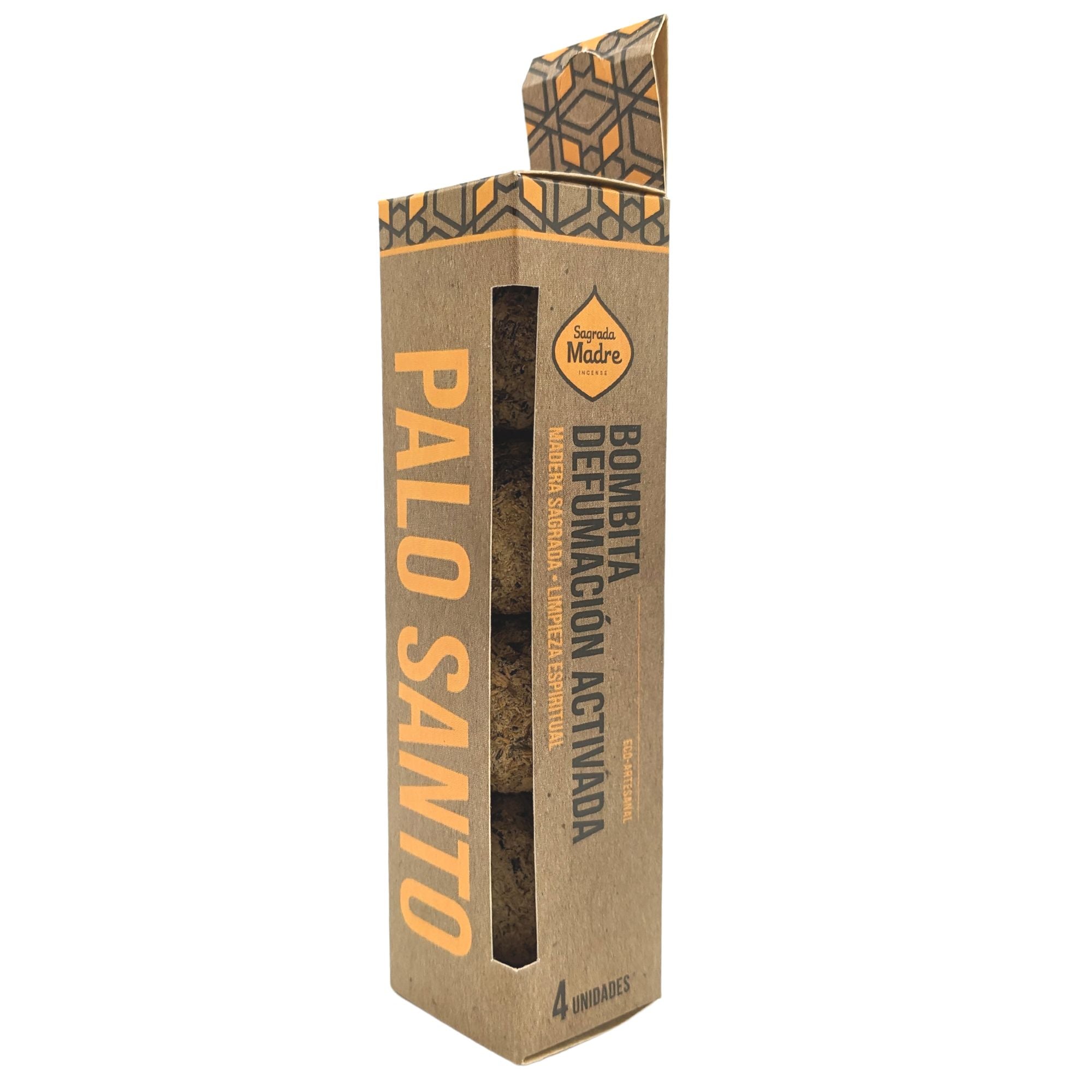 Palo Santo: Caja de 4 bombitas de defumación - esferas aromáticas para limpieza energética, purificación y equilibrio.