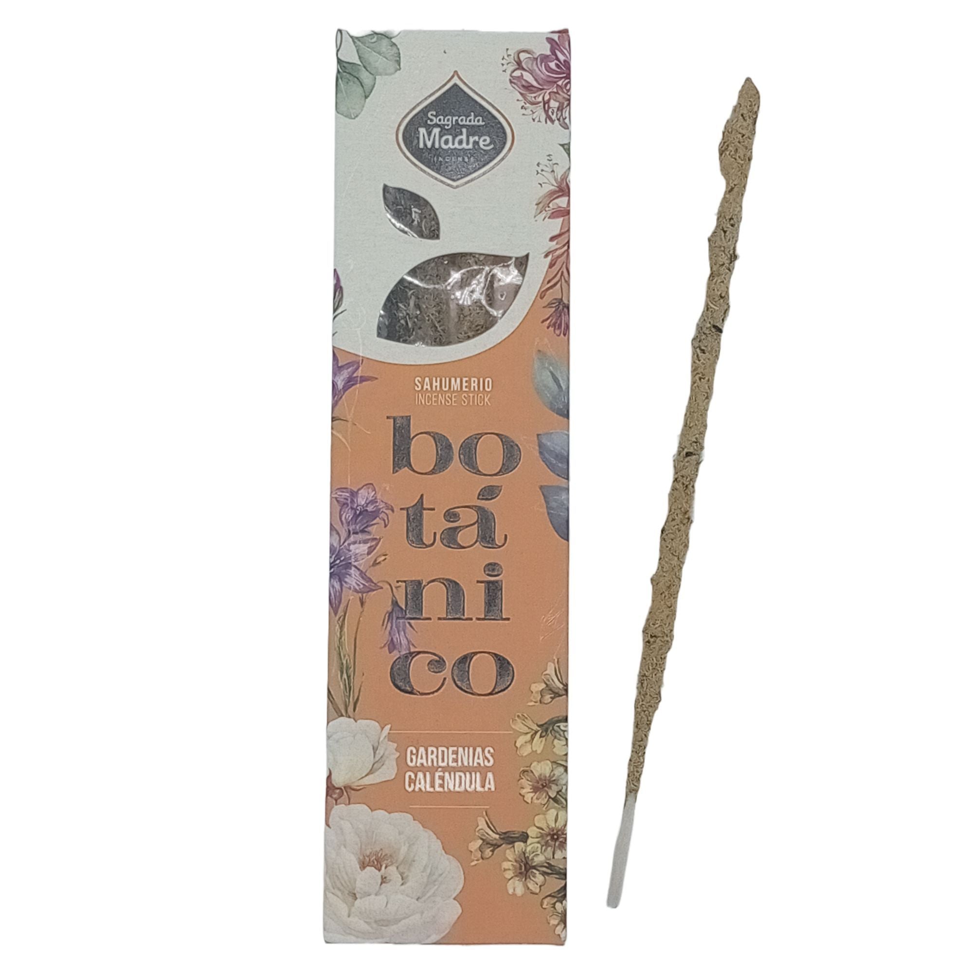 Incienso Botánico Gardenias Caléndula – sahumerio grueso en sticks, aroma floral y terroso para ambientación - armonía.