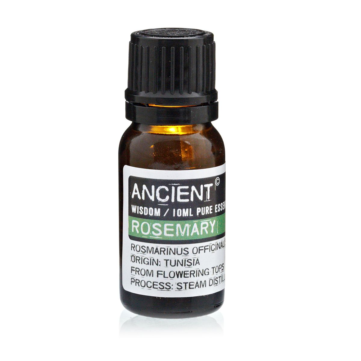 Aceite esencial de romero, frasco de vidrio ámbar 10 ml con gotero - estimula la mente.