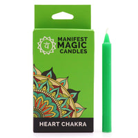 Velas Mágicas Manifest: pack de 12 cónicas verdes para el Chakra Corazón - sanación, prosperidad y manifestación