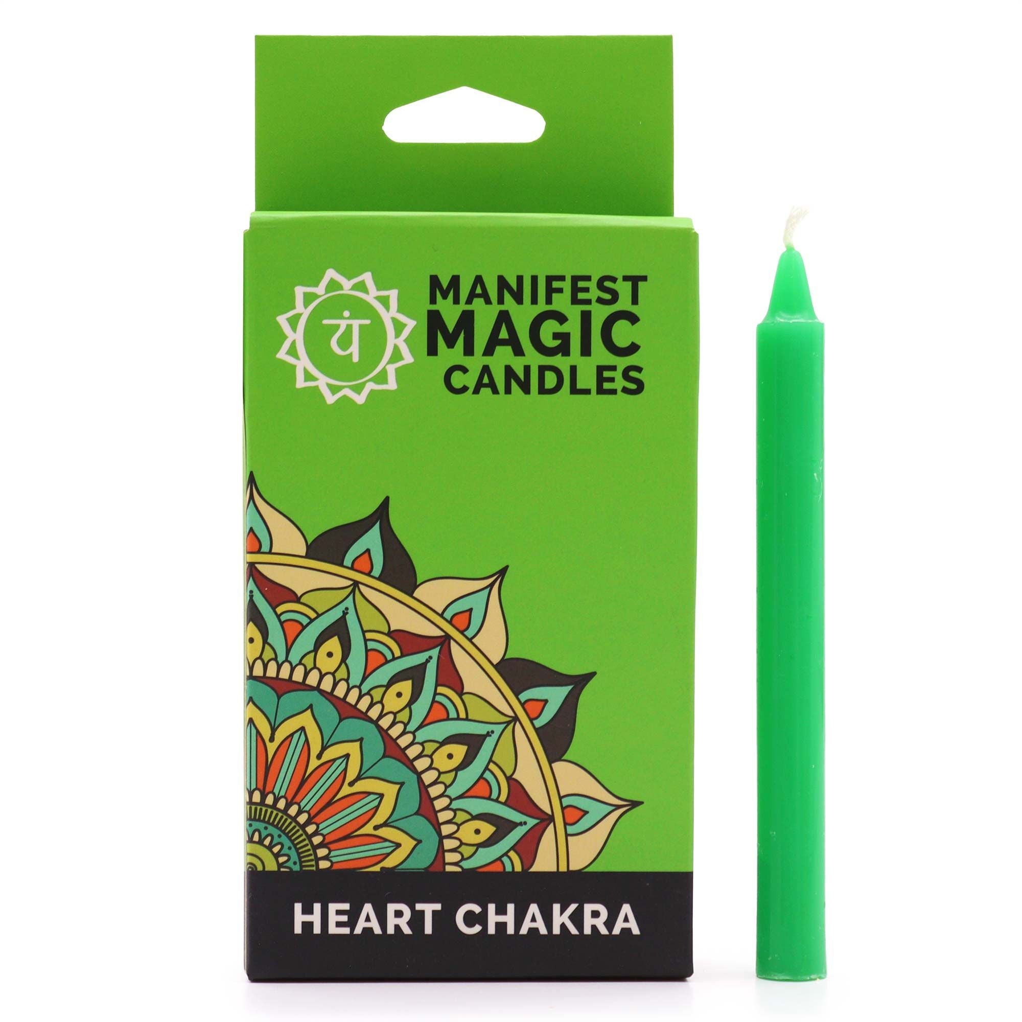 Velas Mágicas Manifest: pack de 12 cónicas verdes para el Chakra Corazón - sanación, prosperidad y manifestación