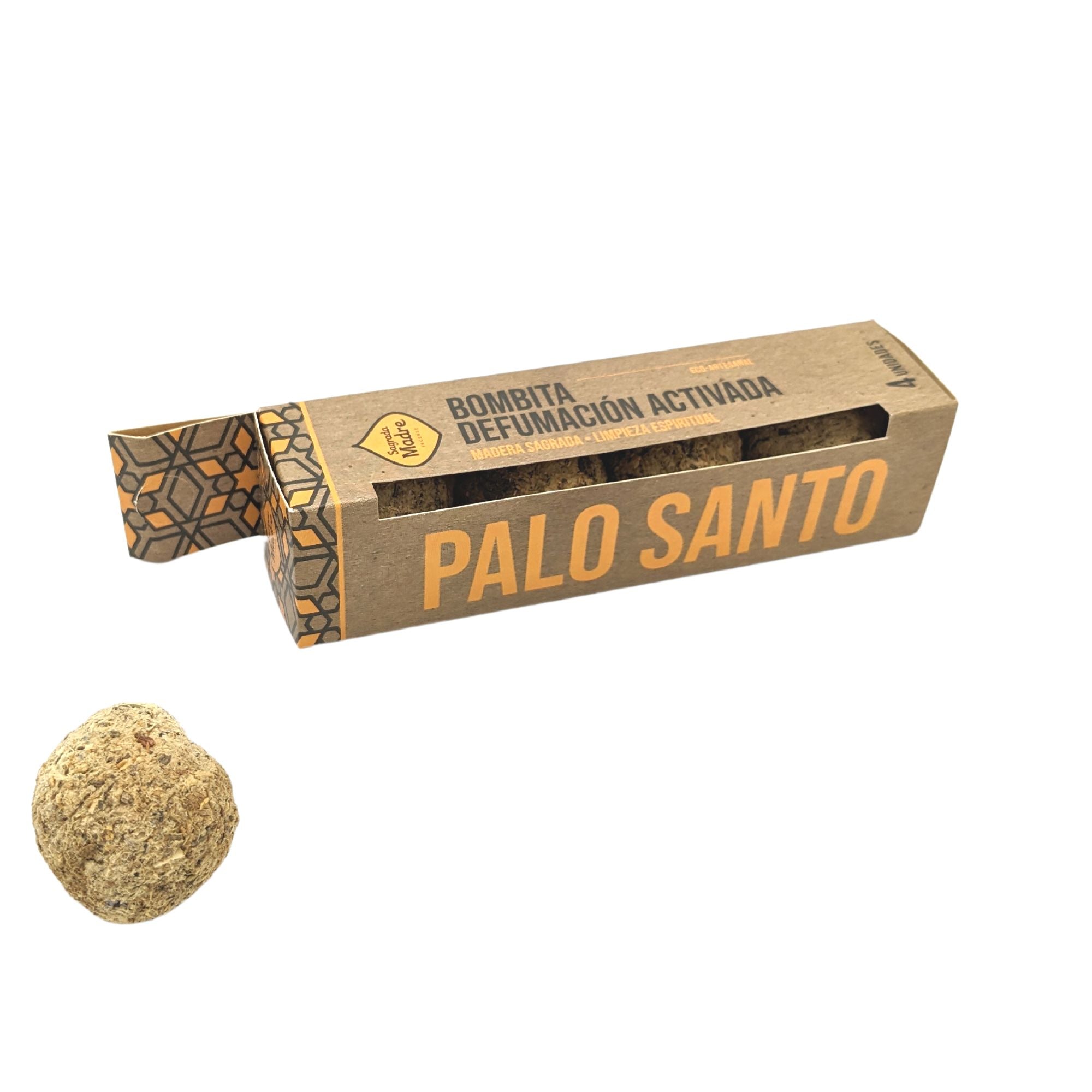 Palo Santo: Caja de 4 bombitas de defumación - esferas aromáticas para limpieza energética, purificación y equilibrio.