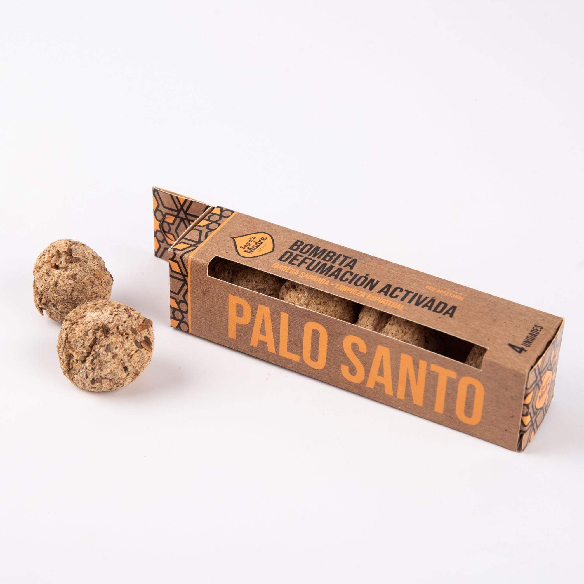 Palo Santo: Caja de 4 bombitas de defumación - esferas aromáticas para limpieza energética, purificación y equilibrio.