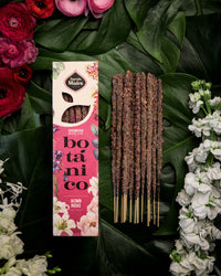 Incienso botánico de jazmín y rosas rojas: sahumerio grueso, flores y resinas naturales- favorece relajación y armonía