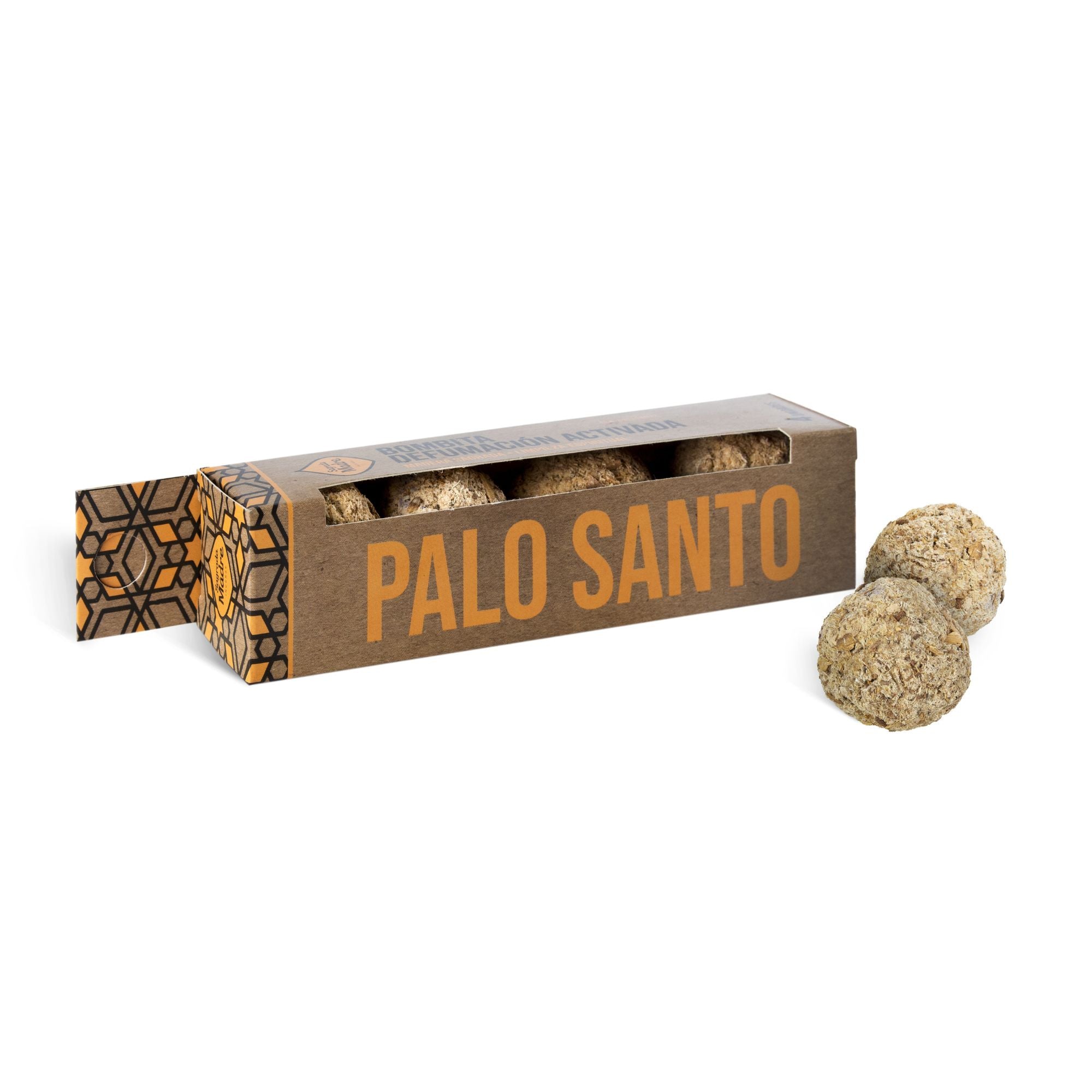 Palo Santo: Caja de 4 bombitas de defumación - esferas aromáticas para limpieza energética, purificación y equilibrio.
