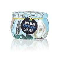 Vela artística de hojalata en lata decorativa impresa con etiqueta, 120 g, aroma a peonía - quema limpia y ecológica