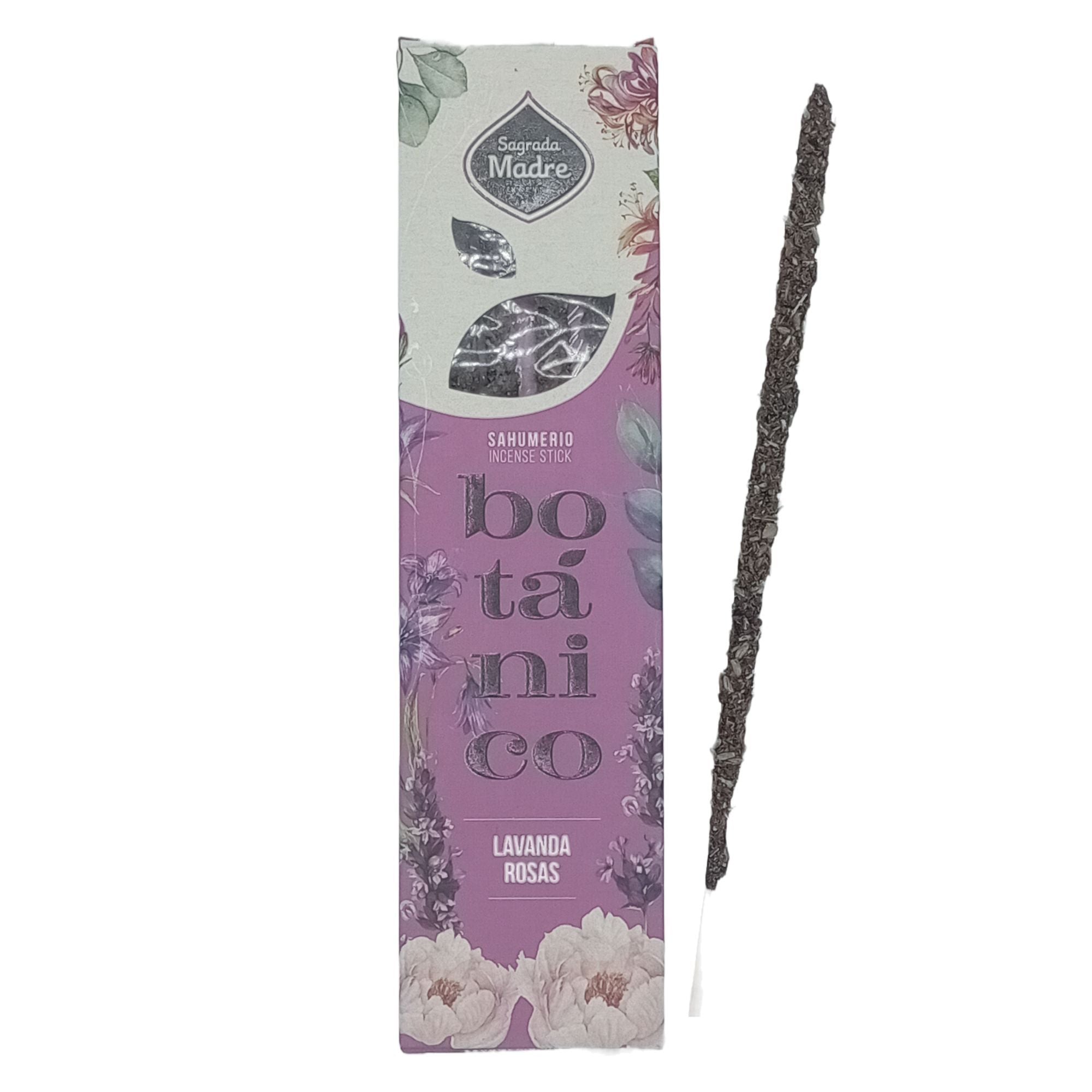 Incienso Botánico Lavanda y Rosas en sahumerio crema, aroma suave fusiona lavanda y rosas para serenidad - relaja