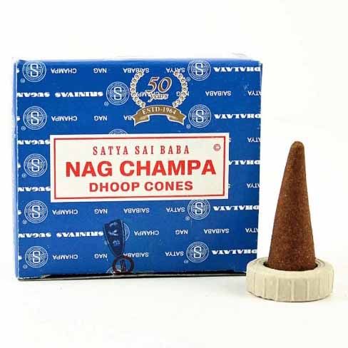 Nagchampa conos de incienso Dhoop, forma cónica, para uso en hogar, meditación o descanso - armonía y bienestar