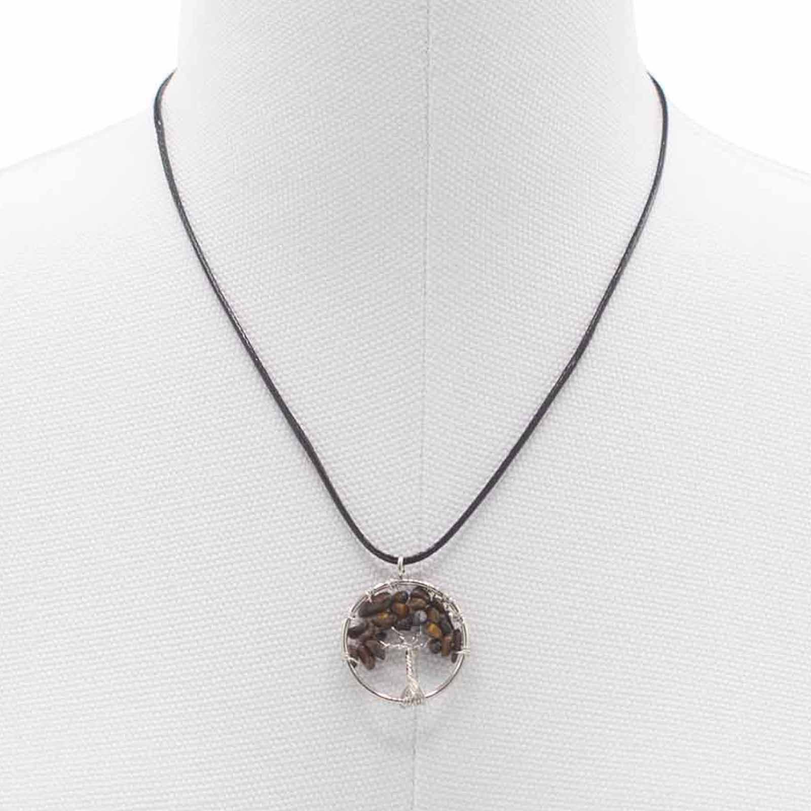 Colgante Árbol de la Vida con ojo de tigre, forma de árbol y piedra marrón - equilibrio interior y protección espiritual