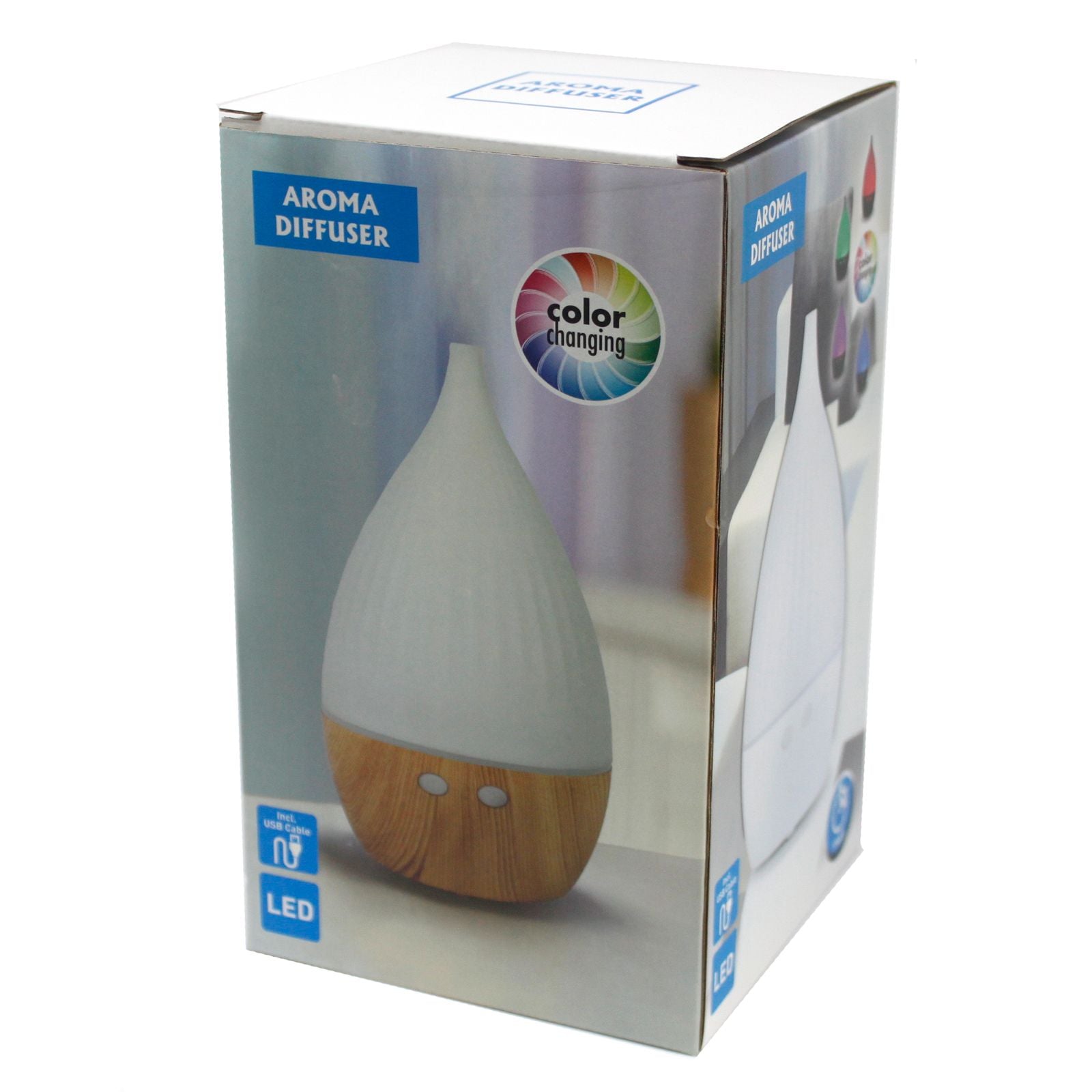 Atomizador USB, difusor de aroma de tamaño compacto y forma cilíndrica con cambio de color - para crear ambientes relajantes