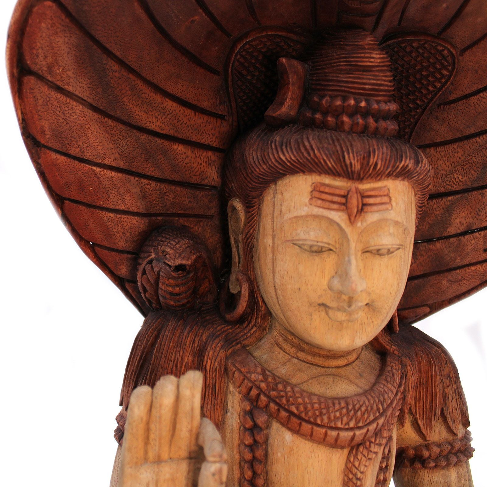 Shiva con Cobra: estatua de madera de 50 cm, cobra en cuello, acabado natural. - favorece un ambiente sereno y equilibrado.
