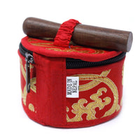Cuenco tibetano rojo, set regalo mini, para uso en hogar y meditación - favorece armonía y bienestar.
