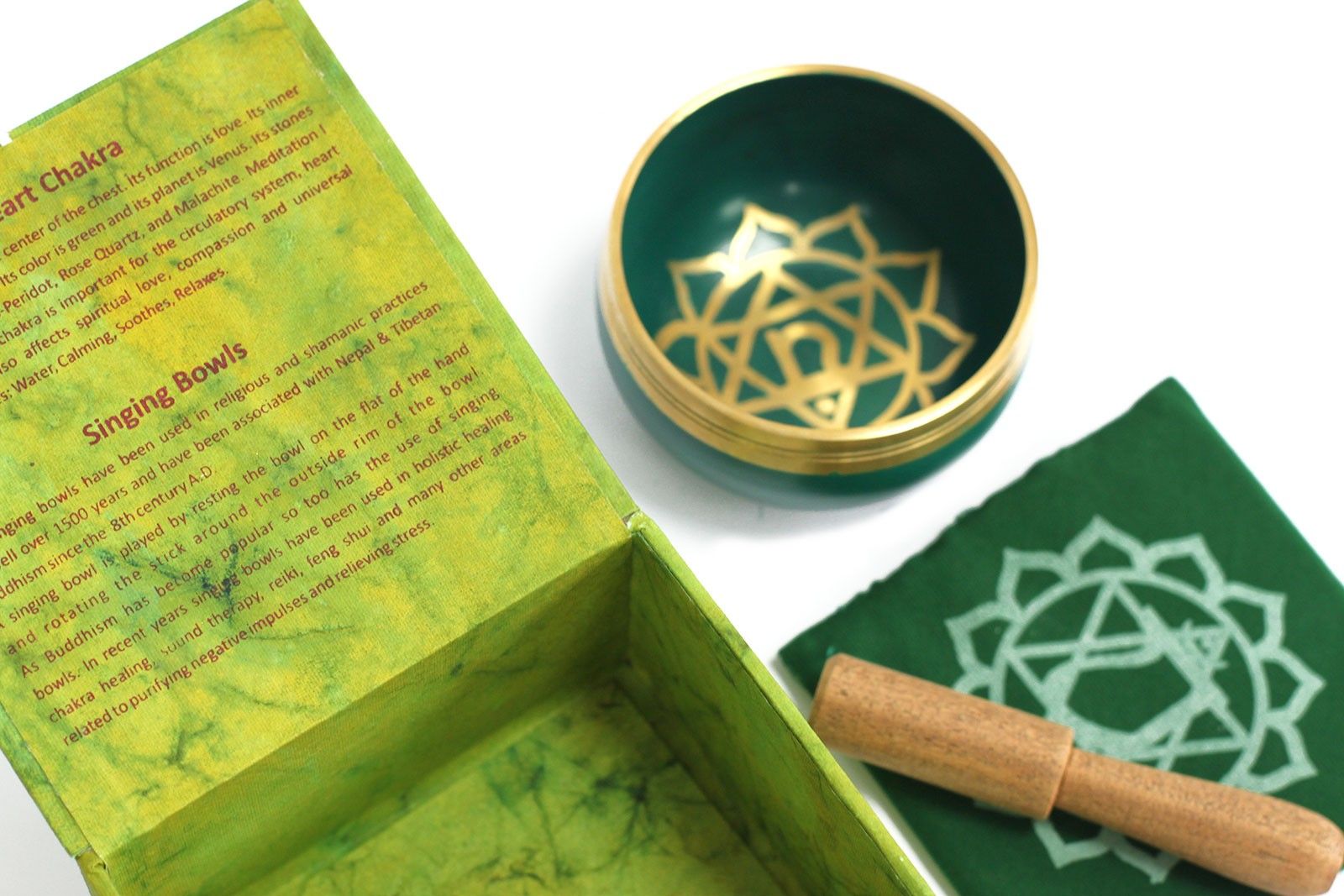 Cuenco para Chakra Corazón, pieza circular de estética natural para hogar y meditación, set tibetano - armonía y bienestar